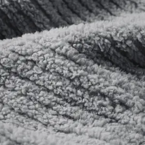 Fino Plush Blanket | Bold Striped Textured | Light Grey