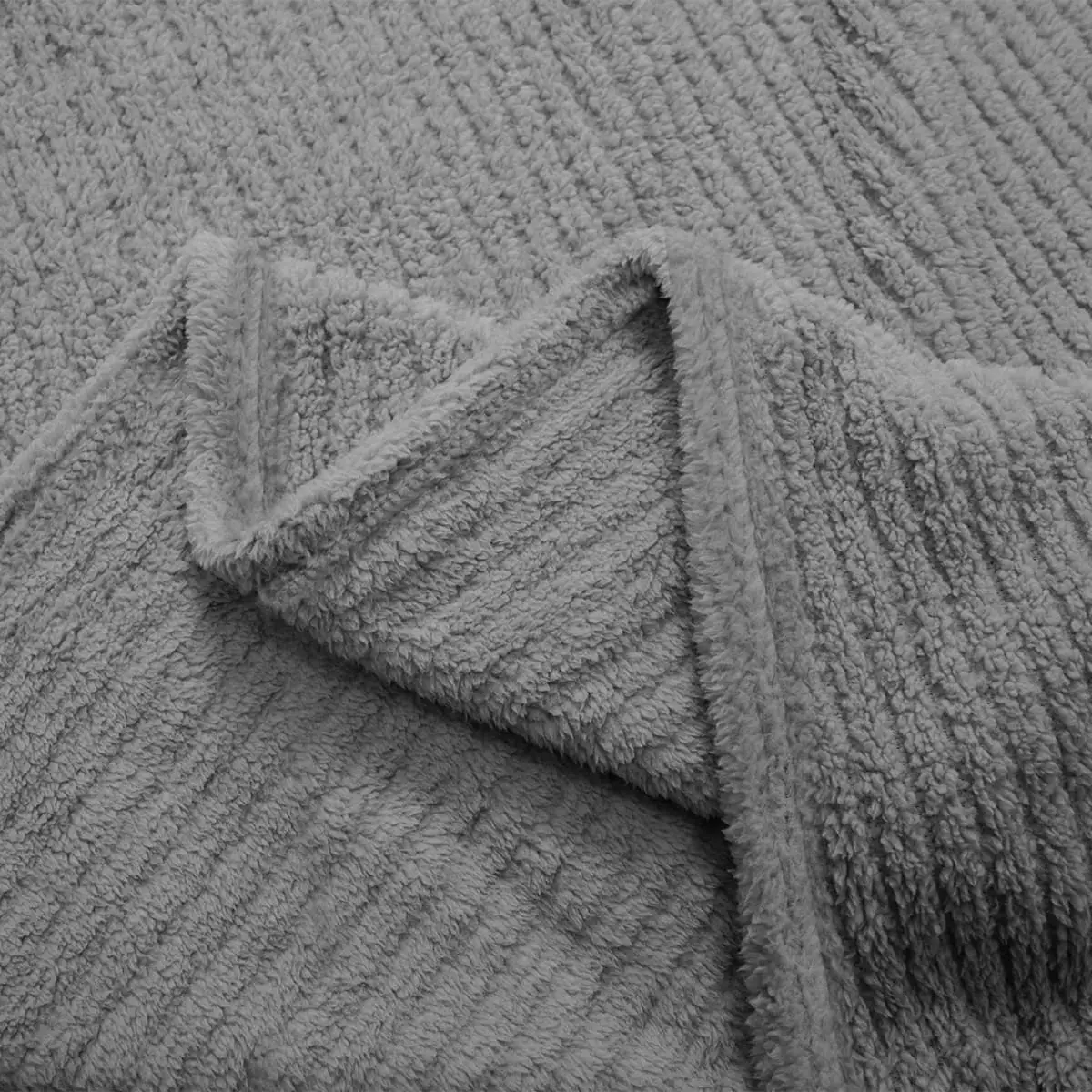 Fino Plush Blanket | Bold Striped Textured | Light Grey