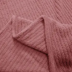 Fino Plush Blanket | Bold Striped Textured | Pink